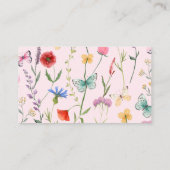 赤ちゃんシャワー用ワイルドフラワーピンクの女の子の本 エンクロージャーカード (裏面)