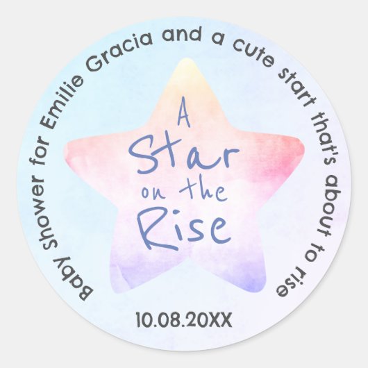 赤ちゃんシャワー用丸シール | ライジングスター ラウンドシール (正面)