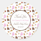 赤ちゃんシャワー用水彩デザートありがとう ラウンドシール (正面)