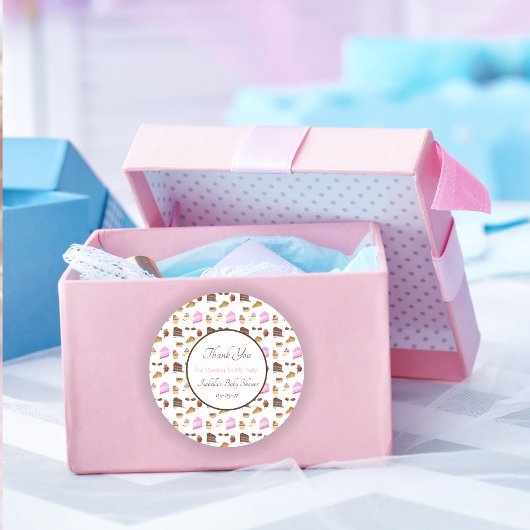 赤ちゃんシャワー用水彩デザートありがとう ラウンドシール