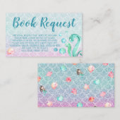 赤ちゃんシャワー用紫マーメイドブックリクエストカード 名刺 (正面/裏面)