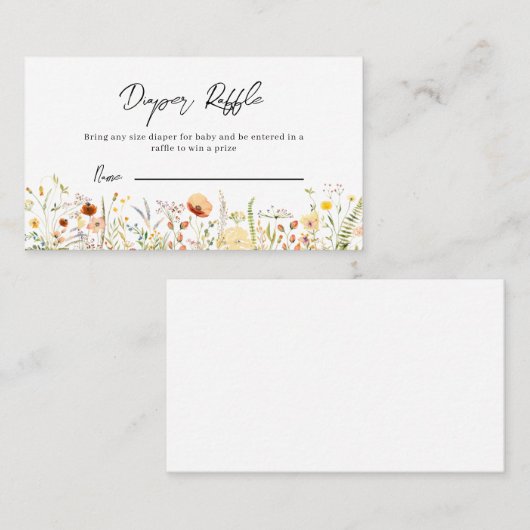 赤ちゃんシャワー用野花おむつラッフルカード 名刺 (正面/裏面)