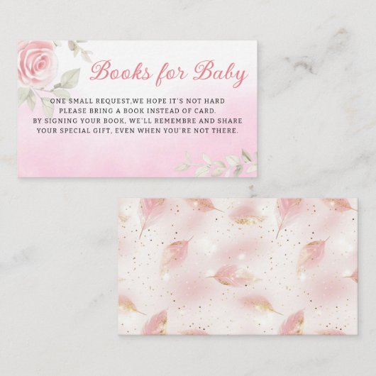 赤ちゃんシャワー用開花ブックのピンクのフローラベビー エンクロージャーカード (正面/裏面)