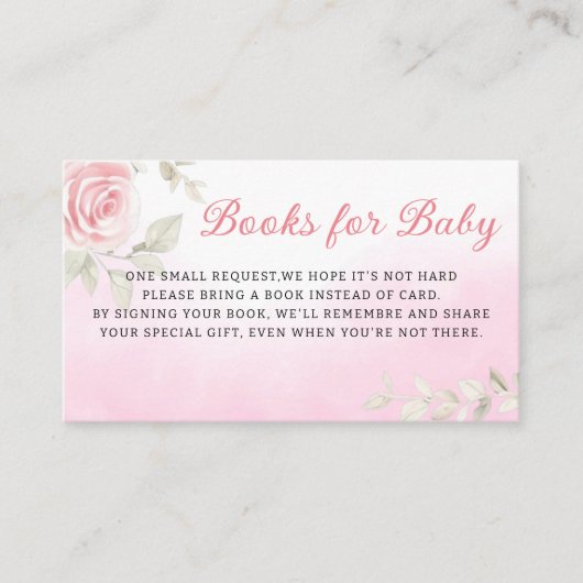 赤ちゃんシャワー用開花ブックのピンクのフローラベビー エンクロージャーカード (正面)