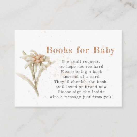 赤ちゃんシャワー用Edelweiss水彩花本 エンクロージャーカード (正面)