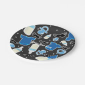 赤ちゃんシャワー男の子の事青と灰色モダン ペーパープレート (アングル)