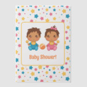 赤ちゃんシャワー男の子の双子スターダークインサート ベラム紙招待状 (正面)