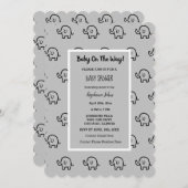 赤ちゃんシャワー男の子の女の子ゾウのパターン灰色かわいい 招待状 (正面/裏面)