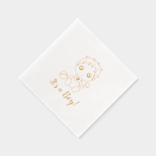 赤ちゃんシャワー男の子の性暴露 箔ナプキン (右)