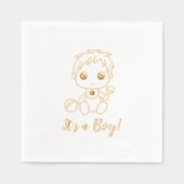 赤ちゃんシャワー男の子の性暴露 箔ナプキン (正面)