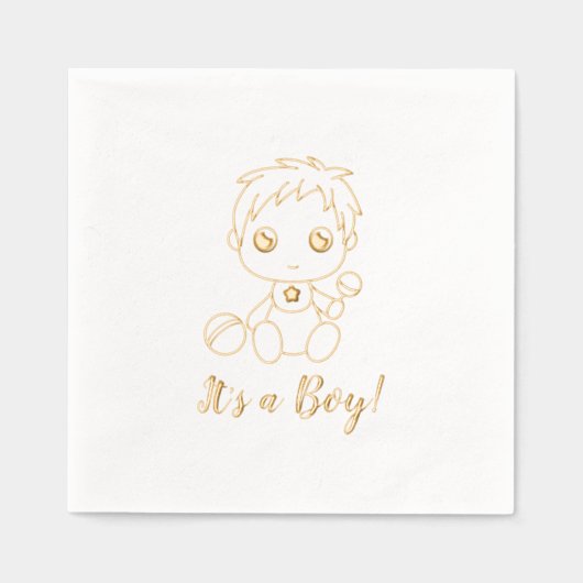 赤ちゃんシャワー男の子の性暴露 箔ナプキン (正面)