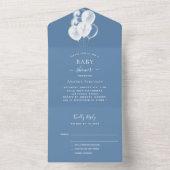 赤ちゃんシャワー男の子ほこりっぽい青い風船RSVP オールインワン招待状 (内側)