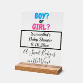 赤ちゃんシャワー男の子または女の子の母になる名前 アクリルサイン (傾斜)