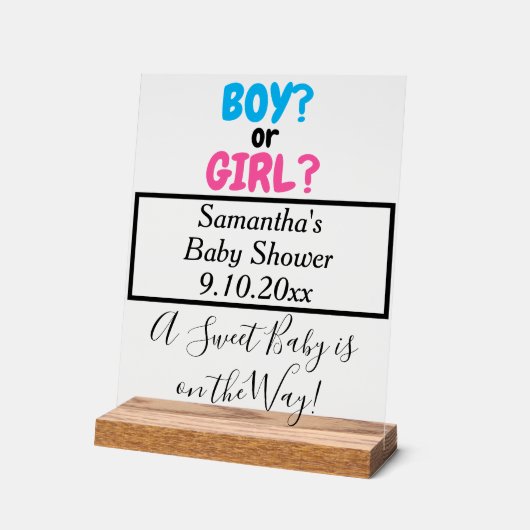 赤ちゃんシャワー男の子または女の子の母になる名前 アクリルサイン (傾斜)