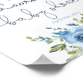 赤ちゃんシャワー男の子ウェルカムサイン、フローラブルー ポスター (角)