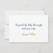 赤ちゃんシャワー男の子サンキューカード、フローラブルー ノートカード (裏面)