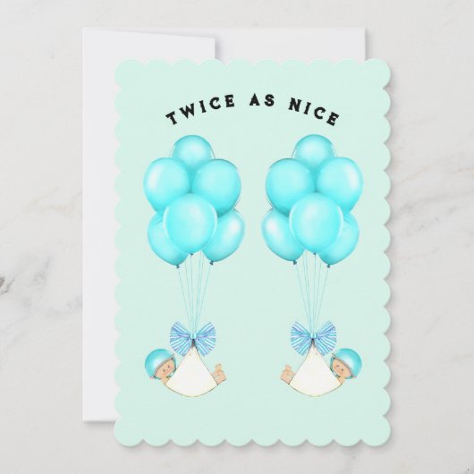 赤ちゃんシャワー男の子ツインズ 招待状 (正面)