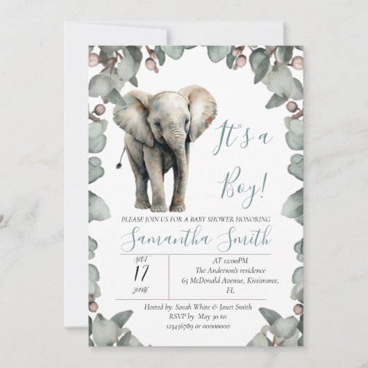 赤ちゃんシャワー男の子テーマ 招待状 (正面)