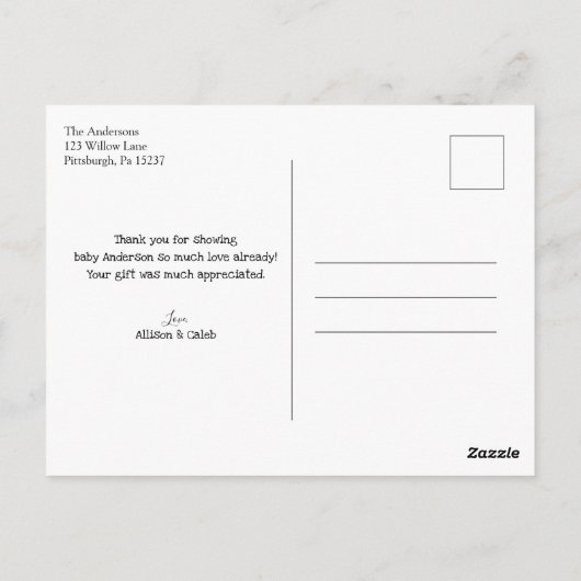 赤ちゃんシャワー男女兼用ありがとう ポストカード (裏面)