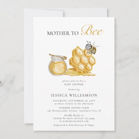 赤ちゃんシャワー男女兼用をミニマル受ける母 招待状 (正面)