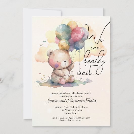 赤ちゃんシャワー男女兼用を心待ち 招待状 (正面)