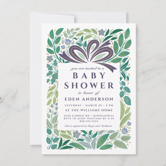 赤ちゃんシャワー男女兼用プレゼント 招待状 (正面)