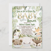 赤ちゃんシャワー男女兼用マスク付き動物 招待状 (正面)