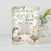 赤ちゃんシャワー男女兼用マスク付き動物 招待状 (スタンド正面)