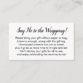 赤ちゃんシャワー白いギフトカードを包むことにノーと言う エンクロージャーカード (正面)