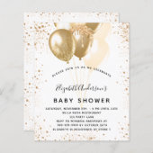 赤ちゃんシャワー白金ゴールドバルーン予算の招待 (正面/裏面)