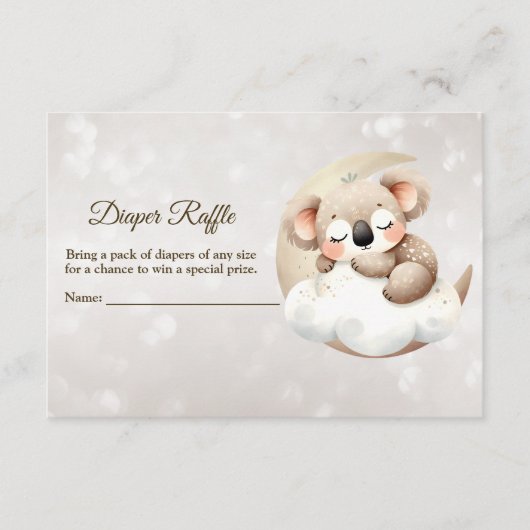 赤ちゃんシャワー睡眠赤ちゃん動物おむつラッフル エンクロージャーカード (正面)