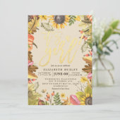 赤ちゃんシャワー秋のメープル葉ズカボチャひまわり 招待状 (スタンド正面)