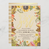 赤ちゃんシャワー秋のメープル葉ズカボチャひまわり 招待状 (正面/裏面)