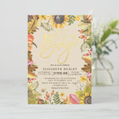 赤ちゃんシャワー秋のメープル葉ズカボチャひまわり 招待状 (スタンド正面)