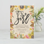 赤ちゃんシャワー秋のメープル葉ズカボチャひまわり 招待状 (スタンド正面)