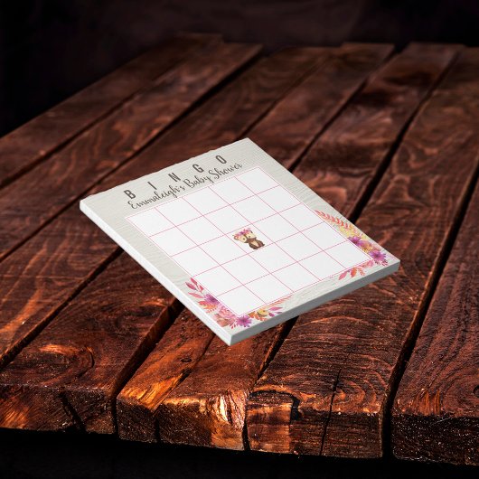 赤ちゃんシャワー秋の森林動物ビンゴゲーム ノートパッド