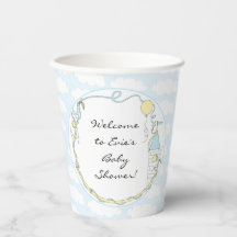 赤ちゃんシャワー紙カップ"キャッスルイエローブルー" 8 oz.