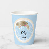 赤ちゃんシャワー紙カップ"Turtle Tan/Blue" 8 oz. 紙コップ (正面)