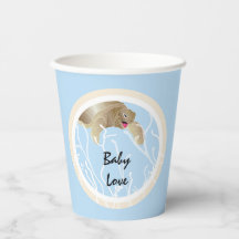 赤ちゃんシャワー紙カップ"Turtle Tan/Blue" 8 oz.
