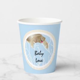 赤ちゃんシャワー紙カップ"Turtle Tan/Blue" 8 oz. 紙コップ