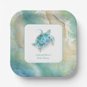 赤ちゃんシャワー紙プレートかわいい水色の海 ペーパープレート (正面)