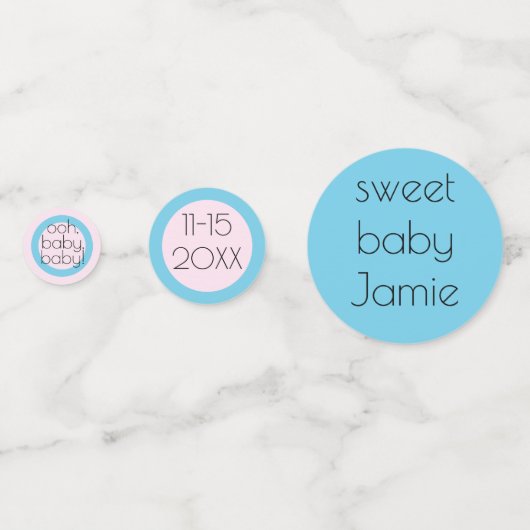 赤ちゃんシャワー紙吹雪タートルピンクとターコイズ コンフェッティ (正面)