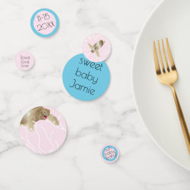 赤ちゃんシャワー紙吹雪タートルピンクとターコイズ コンフェッティ