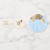 赤ちゃんシャワー紙吹雪タートルブルー&クリーム コンフェッティ (裏面)