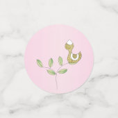 赤ちゃんシャワー紙吹雪金ゴールドピンクの鳥 コンフェッティ (スモール正面)