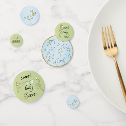 赤ちゃんシャワー紙吹雪金ゴールドブルーバード コンフェッティ (グループ)