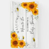 赤ちゃんシャワー素朴な木ひまわりママbee 横断幕 (縦)