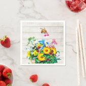 赤ちゃんシャワー素朴フローラハチおしゃぶり スタンダードカクテルナプキン (インサイチュ)