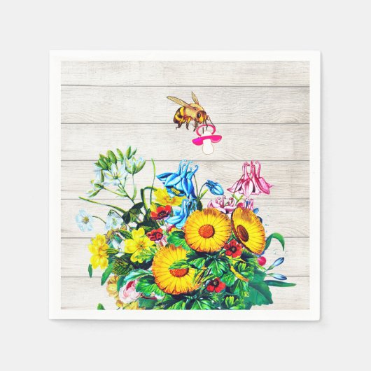 赤ちゃんシャワー素朴フローラハチおしゃぶり スタンダードカクテルナプキン (正面)