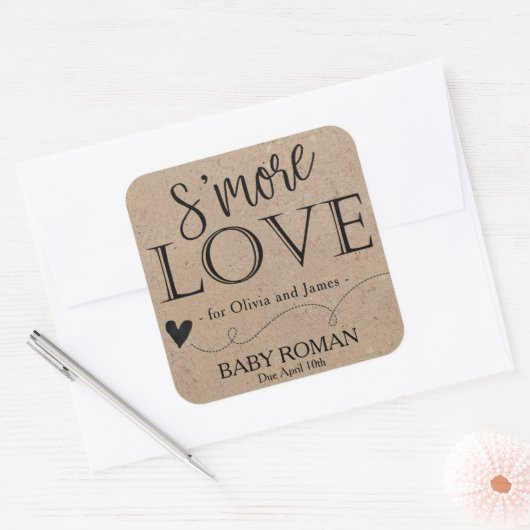 赤ちゃんシャワー素朴用S'More Kraftメッセージカード スクエアシール (封筒)